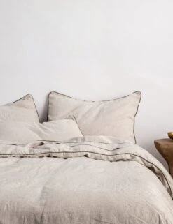 European Flax Piped Linen Duvet Cover By Cultiver -Chic Furniture Sale CULTIVER Piped Linen Natural and Forest 6875934b 9c42 42a3 8030 26bc34e369d2