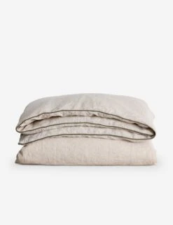 European Flax Piped Linen Duvet Cover By Cultiver -Chic Furniture Sale CULTIVER Piped Natural Forest Duvet Cover
