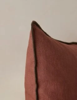Carys Contrast Linen Pillow 37 Carys Contrast Linen Pillow -Chic Furniture Sale CarysContrastLinenPillow Brick Olive Lumbar A0656768 4573 Product