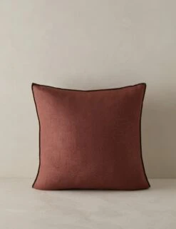 Carys Contrast Linen Pillow 22 Carys Contrast Linen Pillow -Chic Furniture Sale CarysContrastLinenPillow Brick Olive Square A0656767 4564 Product