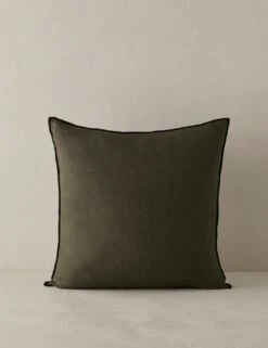 Carys Contrast Linen Pillow 24 Carys Contrast Linen Pillow -Chic Furniture Sale CarysContrastLinenPillow Olive Black Square A0656769 45561 Product