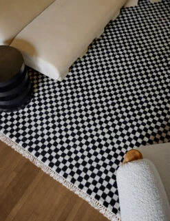 Checkerboard Rug By Sarah Sherman Samuel -Chic Furniture Sale CheckerboardLivingRoom 10388