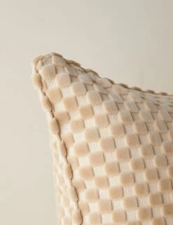 Hi-Lo Checker Velvet Pillow By Sarah Sherman Samuel -Chic Furniture Sale Hi LoCheckerPillow NaturalbySarahShermanSamuel A0655789B1037 Product