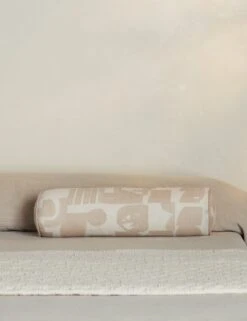 Organic Shapes Linen Bolster Pillow By Sarah Sherman Samuel 26 Organic Shapes Linen Bolster Pillow By Sarah Sherman Samuel -Chic Furniture Sale OrganicShapesLinenBolsterPillow TaupeandIvorybySarahShermanSamuel A0656012B 2152 StudioLifestyle