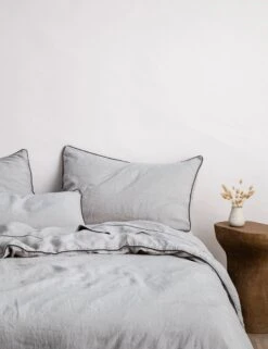 European Flax Piped Linen Sheet Set By Cultiver -Chic Furniture Sale Smoke Grey Pulled Back SITECROP 48bbac25 2495 42ed a5a5 30ce429850ec