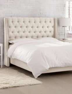 Admina Bed -Chic Furniture Sale admina linen tufted bed talc 3 1