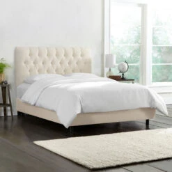 Amarise Bed -Chic Furniture Sale amarise linen tufted bed talc 3