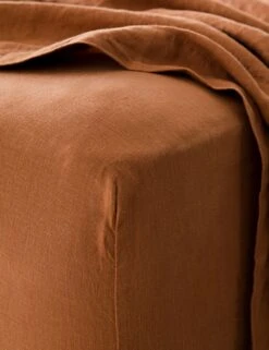 European Flax Linen Fitted Sheet By Cultiver -Chic Furniture Sale cultiver linen bedding cedar fitted sheet