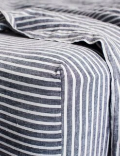 European Flax Linen Fitted Sheet By Cultiver -Chic Furniture Sale cultiver linen bedding indigo stripe fitted sheet 1