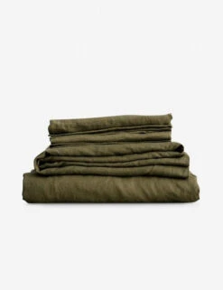 European Flax Linen Sheet Set By Cultiver -Chic Furniture Sale cultiver linen bedding olive sheet set 1 1