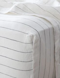 European Flax Linen Fitted Sheet By Cultiver -Chic Furniture Sale cultiver linen bedding pencil stripe fitted sheet