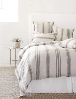 Jackson Linen Duvet By Pom Pom At Home -Chic Furniture Sale jackson flax midnight bed front 1