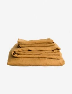 European Flax Linen Sheet Set By Cultiver -Chic Furniture Sale sheet set mustard
