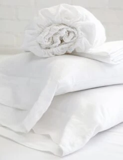 Linen Sheet Set By Pom Pom At Home -Chic Furniture Sale whitelinensheetset